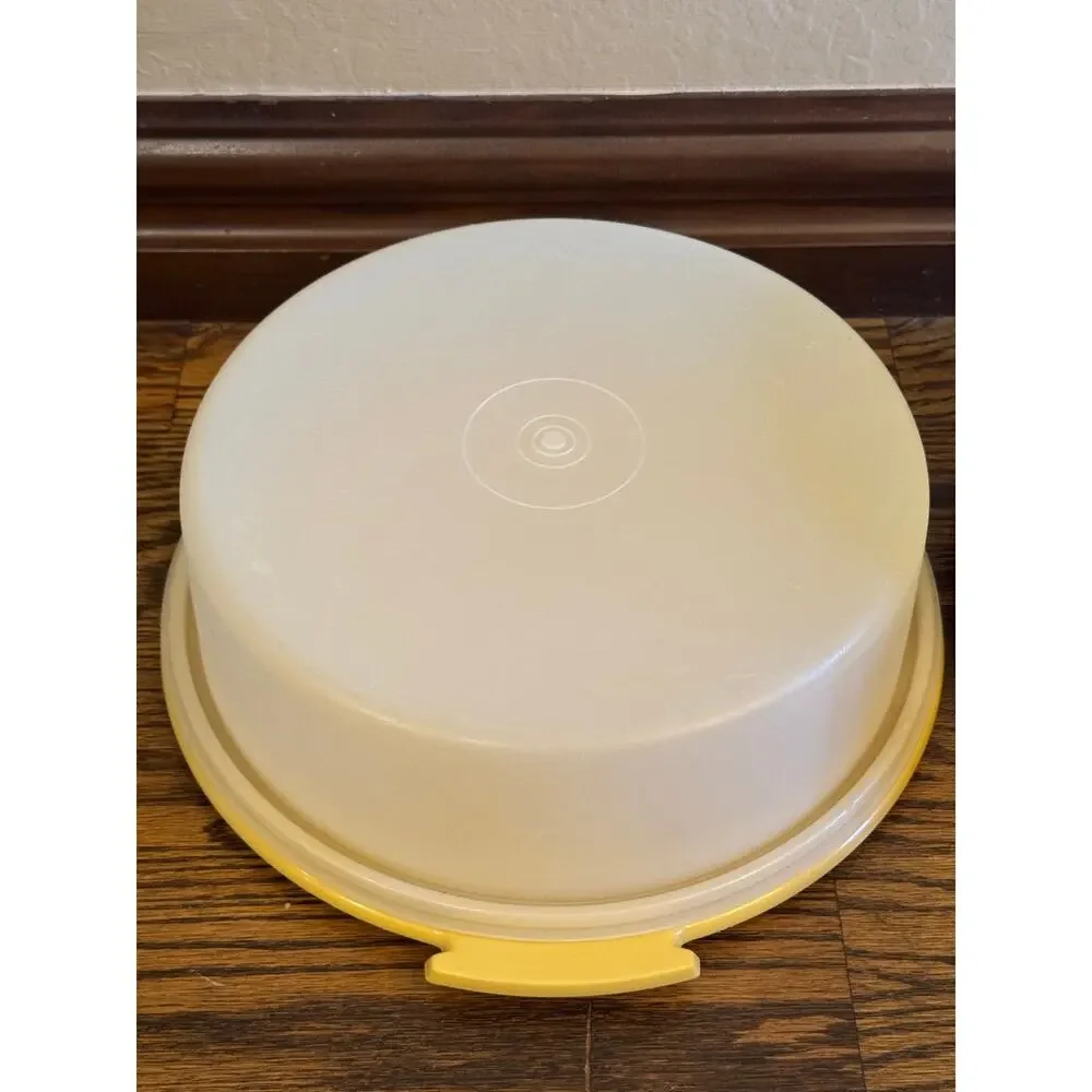 6 Pc Tupperware Set 1970s Cake And Pie Keeper Carrier Harvest Gold Vintage Retro